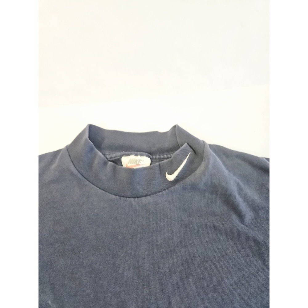 Vintage 90s Nike White Tag Embroidered Logo Navy Blue Mockneck Shirt Size XXL - Picture 4 of 7